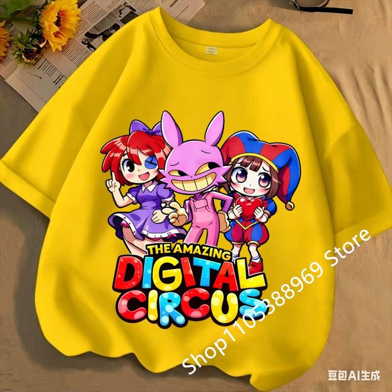 2026 Cute Pomni T-Shirts Children The Amazing Digital Circus Short Sleeve Casual Fashion Printed Boys Girls Tops Spring Summer