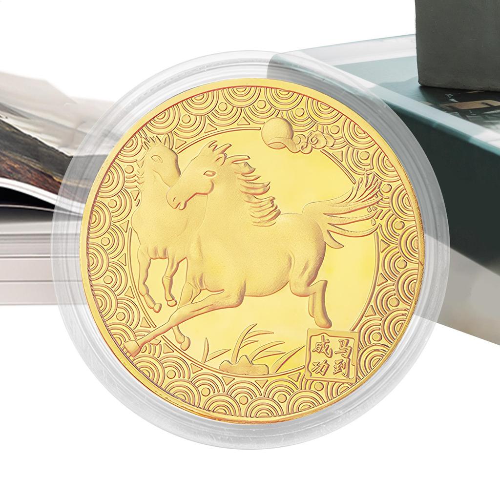 Lunar New Year Coin Fortune Auspicious Horse Souvenir Embossed Animal Auspicious Chinese Commemorative Coin For Friends Women