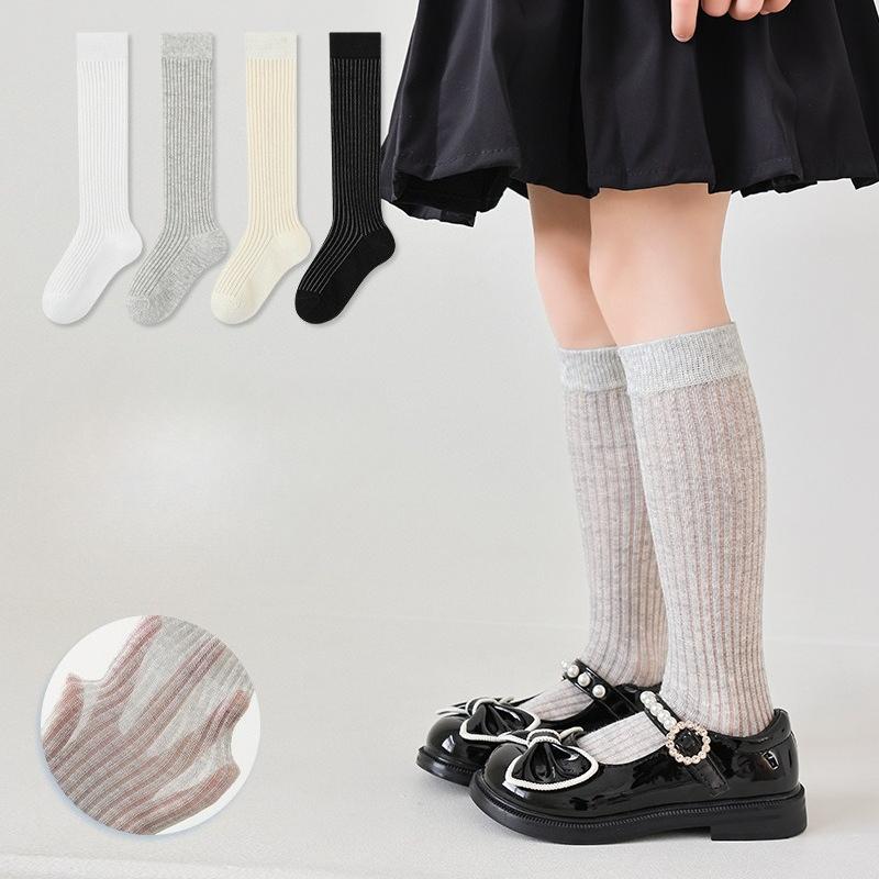 Children's Socks Spring and Summer Thin Section A Girls Classic Vertical Calf Socks Student Mesh Comfortable Breathable Stockings