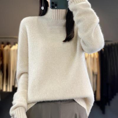 Women's Cashmere Sweater Qinghe Cashmere 30% Cashmere 70% Wool Women's Autumn and Winter Cashmere Pullover Soft and Warm