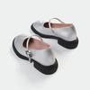 Small Inner Height Increase 3233 Small Size 2025 New One-word Buckle French Mary Jane Small Leather Shoes Women's Silver Single Shoes