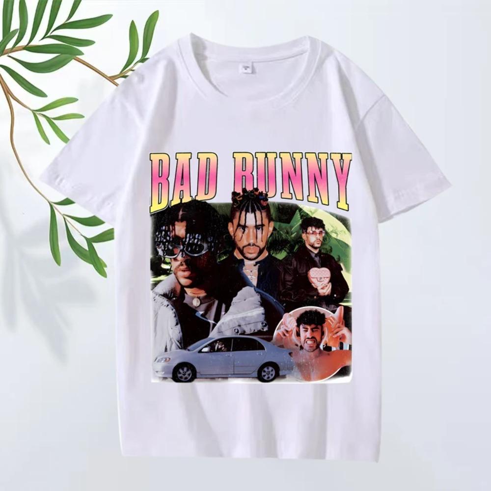 

Bad Bunny classic T Shirt 2025 new men ’s women Oversized 100% streetwear short sleeve Summer print graphics Unisex tops XXXXXL белый