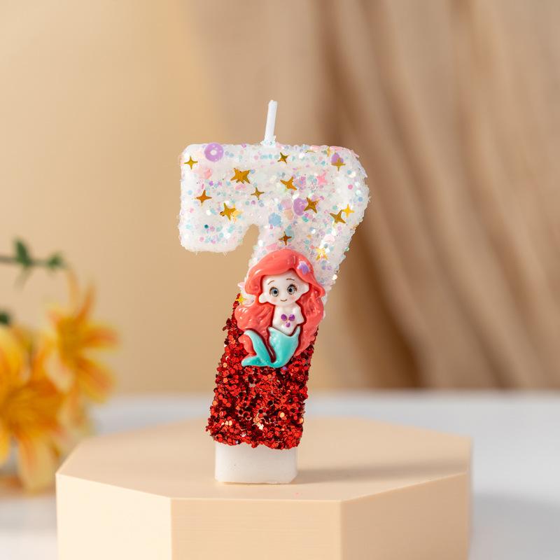 Creative Cartoon Mermaid Digital Birthday Candle Celebration Decoration