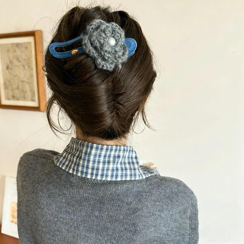 Statement Samt Blume Haarspange Haarnadeln Koreanisch Hinterkopf Haarspangen Haarklammer Haargriff für Frauen Haarschmuck Ornament
