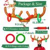 Jeu de lancer d'anneaux sur bois de renne gonflable - Lot de 2 (2 Bois 8 Anneaux) - Matériau PVC, Rouge et Blanc - Jeu de Fête de Noël
