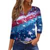Women's T Shirt Print Button 3/4 Sleeve Daily Weekend Fashion Basic V- Neck Regular Top