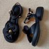 Fashion Flower Women Mid Heels Sandals Designer Heeled Shoes 2025 Fashion Trend Summer New Chunky Pumps Elegant Buckle Chaussures Femme