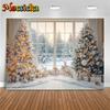 Mocsicka Christmas Background Photography Room Xmas Tree Deer Snowscape Decoration Children Adult Photo Backdrop Festival Banner