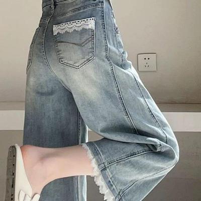 Dames Retro Jeans met Kantrand en Wijde Pijpen Zomercollectie 2026