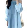 Seaside Vacation Dress Women's Summer New Sweet Gentle Wind French Temperament Beautiful Off-the-shoulder Beach Dress