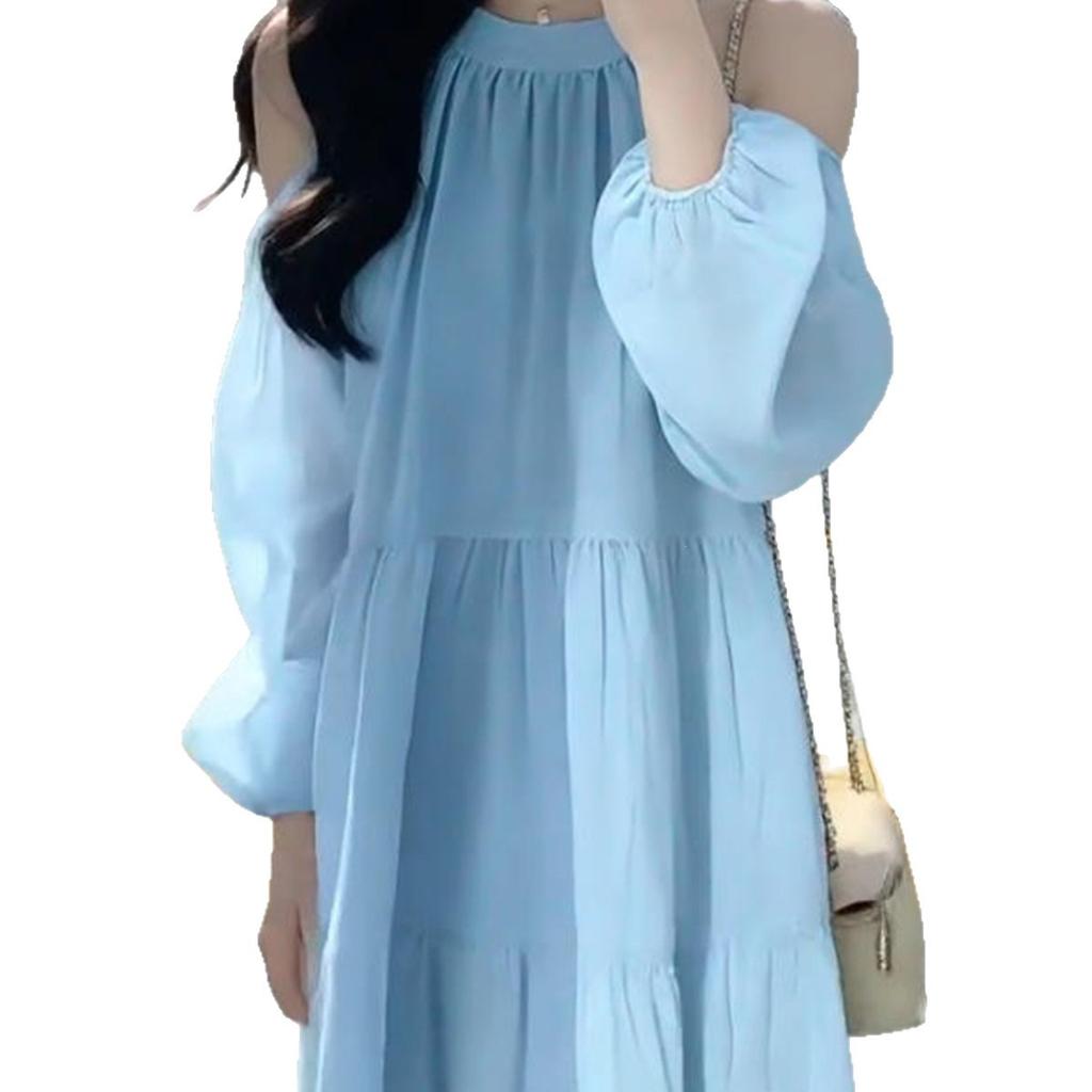 Seaside Vacation Dress Women's Summer New Sweet Gentle Wind French Temperament Beautiful Off-the-shoulder Beach Dress