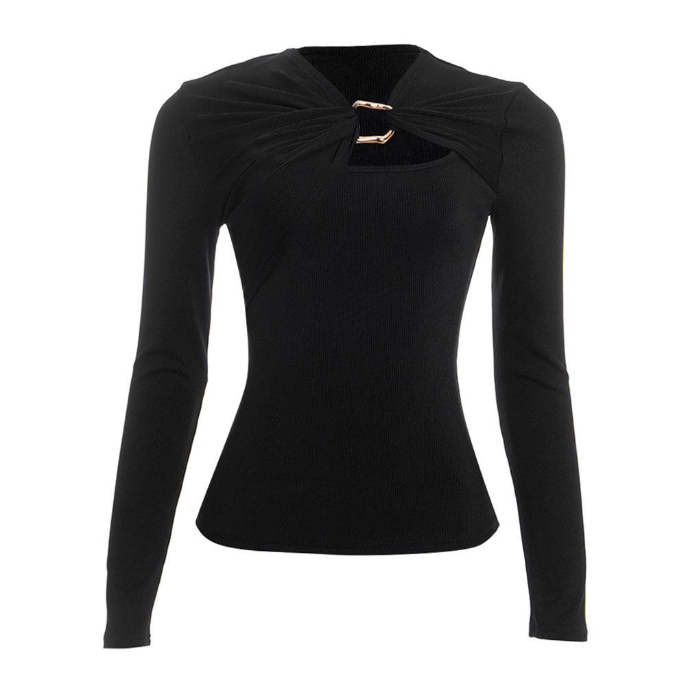 

European Winter 2025 Slim Fit Solid Color Casual Base Layer Top - Short/Long Sleeve Medium