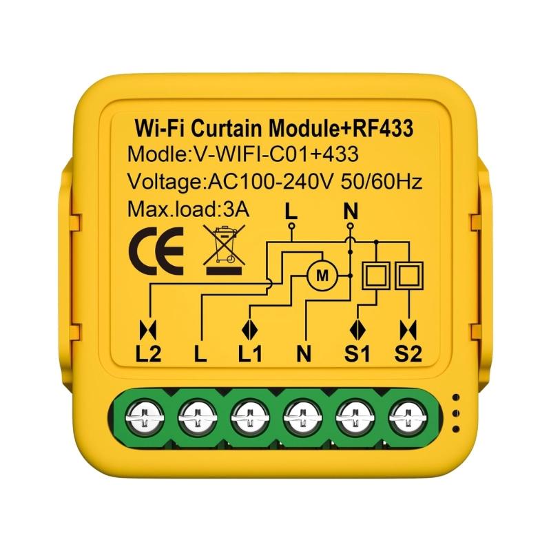 WiFi RF433 Curtain Switches Modules for Electric Roller Shutter Motor Tuya Wireless Remote Control