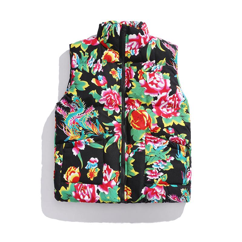 

Plus Size Chinese-Style Floral Cotton Hanfu Vest for Winter M чорний