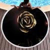 Luxury Gold Vintage Floral Round Beach Towel with Tassels, Microfiber Quick Dry Beach Blanket Absorbent Meditation Rug Yoga Mat
