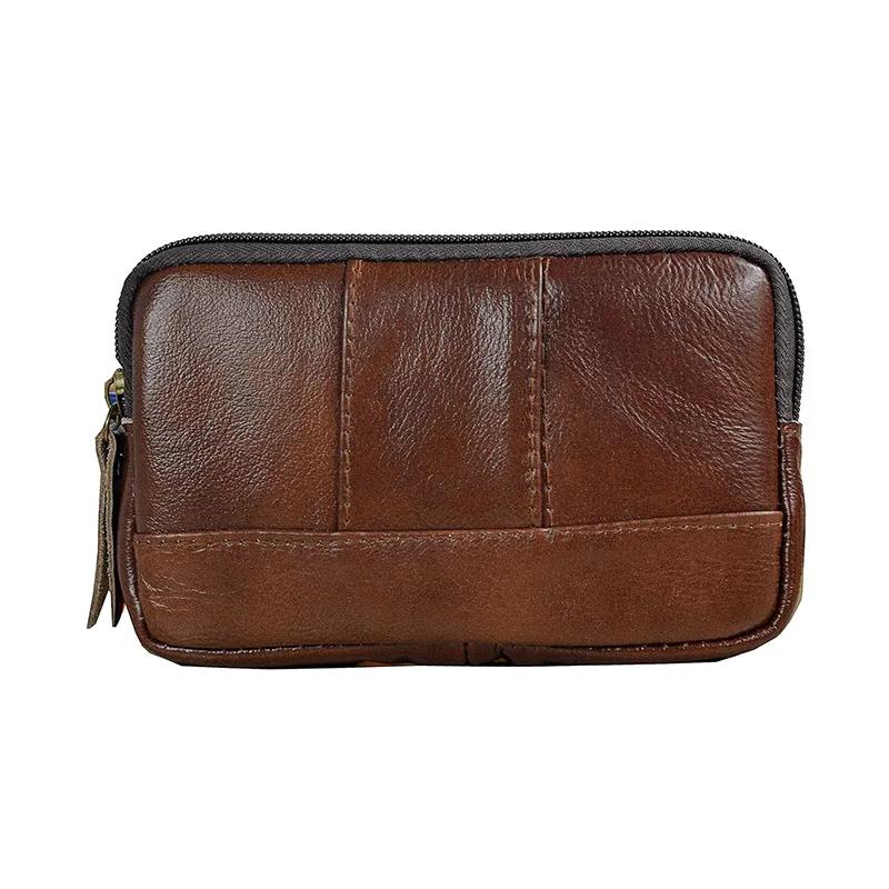 Sacoche de hanche en cuir véritable pour homme Sacoche zippée en cuir pour téléphone Sac banane de taille de haute qualité Sacs à main Portefeuilles