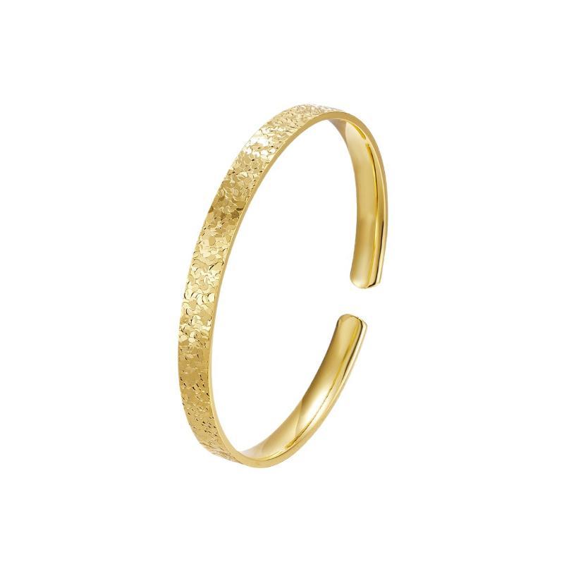 Gold Plated Bangle With Sparkling Crushed Ice Texture And Comfort Fit Design Perfect For Daily Wear Anniversary Party Gift