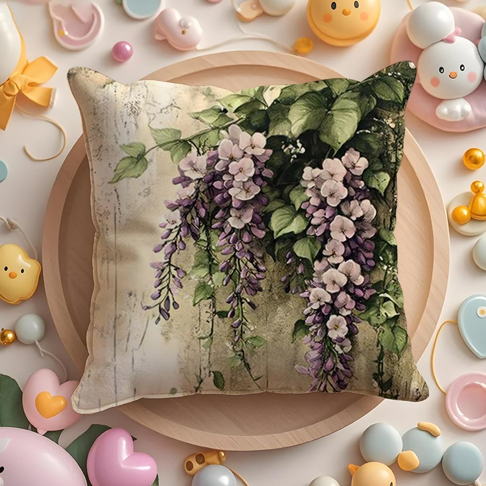 Vintage Floral Pillow Case Soft Plush Fabric DoubleSided Printed Cushion Cover Warm Winter Sofa Pillow Case