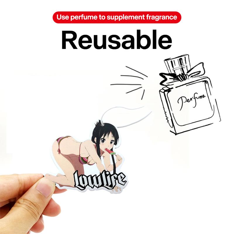 JDM Car Air Freshener Sexy Girl Motorcycle Pendant Hanging Rearview Mirror Perfume Recycle Solid Paper Fragrance Auto Accessorie