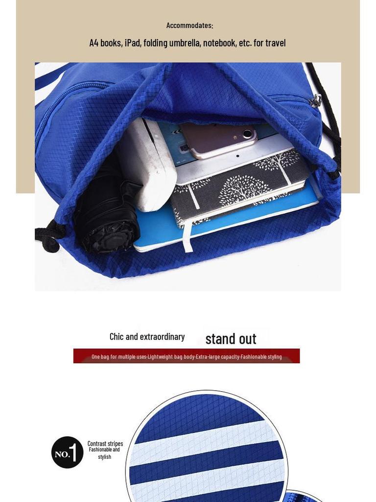 Unisex Leichter Rucksack mit Kordelzug: Faltbare Sport-, Fitnessstudio- und Schuhtasche