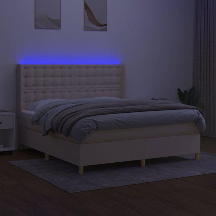VidaXL Slat Bed Base with Mattress and LED, Upholstered Bed, Double Bed, Adult Bed for Interior Bedroom, 3139210
