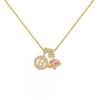 Copper Pendant Necklace With Zircon Stone Alphabet Charms Floral Design Personalized Letter Jewelry