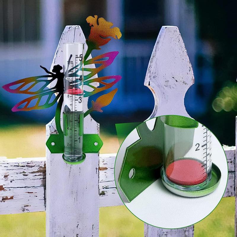 Outdoor Rain Gauge Easy To Read Rain Collector With Metal Art Garden Decor Patio Decoration Imperial Metric Rain Gauge For Parks