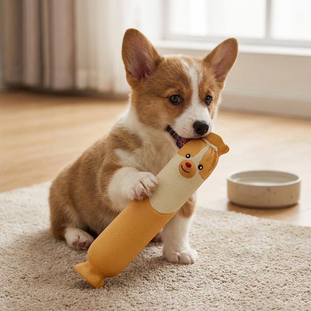 Latex Sausage Dog Chew Toy - Interactive, Soft &  Pet Toy For Puppies & Senior Dogs