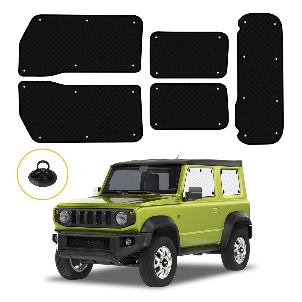 BLUESEATEC Suzuki Jimny Sierra JB04 Series Blackout Sunshades for Easy To Install and Car Storage Bag Set of 5 JB64/JB74/Jimny Curtains, Open-Air