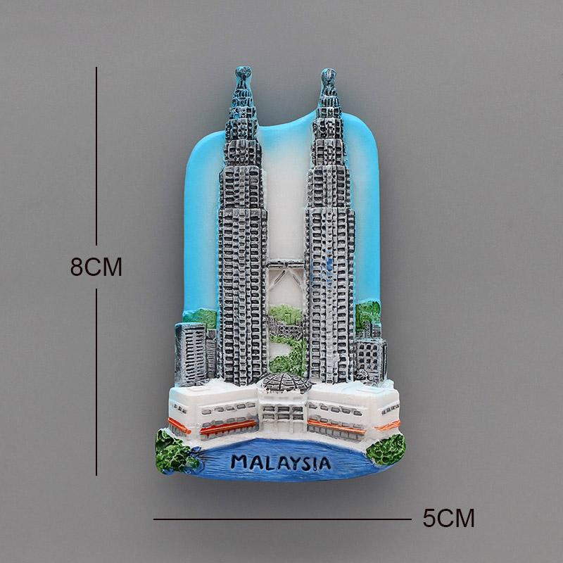 Malaysia Kuala Lumpur Twin Towers Kühlschrankmagnete Kühlschrank Magnetaufkleber Tourismus Souvenir Sammlung Harz Magnetstab