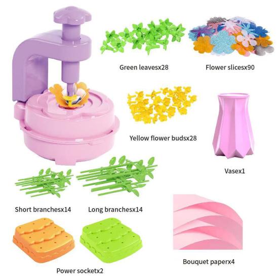 1 Set DIY Fabric Flower Bouquet Kit Kids Handmade Colorful Flower Making Toy Toddlers Girls Educational Floral Bouquet Arts Crafts Activities Toy