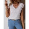 Summer New Lace Splicing, Women's Fashion Thin Section V-neck Pullover Shirt Tops Outside