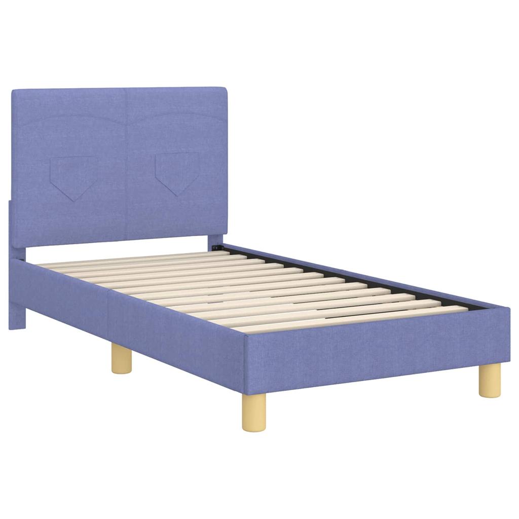 Kids Bed Frame with Headboard Jeans Blue 80 X 160 Cm Fabric