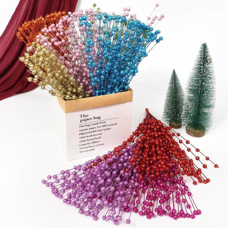 40cm Christmas Decoration Artificial Flowers Glitter Berry Xmas Tree Ornaments for Home Decor Navidad New Year Party Supplies