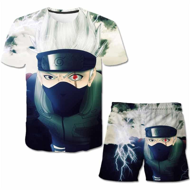 Mode 3D Vêtements Enfants 2 Pièces Ensemble Naruto Imprimer + Short Pantalon Vêtements 4-14 Ans Enfants Garçon Costume À Manches Courtes Tenue