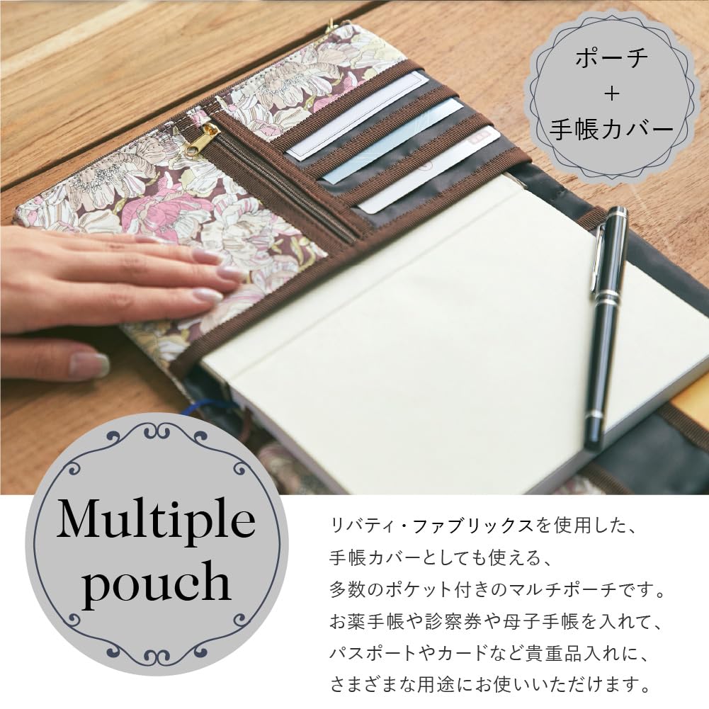Made with Liberty pouch 18704021 Pouch 18704021A Black 22cm wide x 15cm long x 1cm deep [Intermode Fabric] Notebook-style multi-purpose Women's [A]