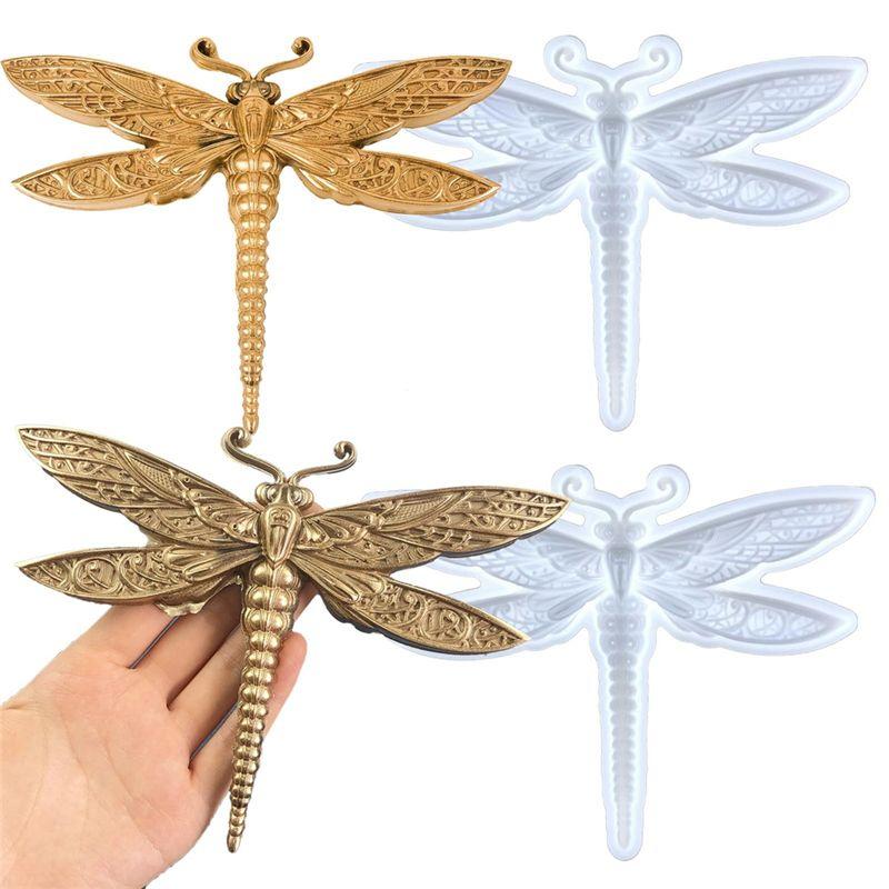 A33R-2PCS Dragonfly Silicone Mold Large Epoxy Resin Dragonfly Shape Molds 3D Unique Animal Pendant Wall Hanging Mould