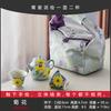 Guochao Hand-Painted Rose, A Pot Of Two Cups Set, Portable Cloth Bag, Outdoor Tea Drinking, High-Value Light Luxury Travel Tea Set