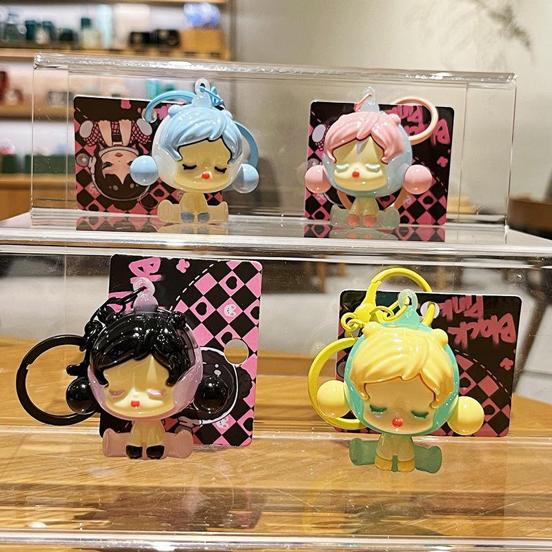 Creative Cute Electroplating Sitting Posture Keychain Girl Bag Doll Pendant Gift