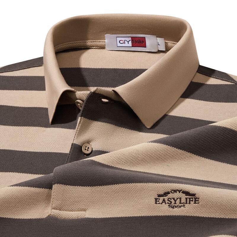 Goldlion Men's Striped Color Block Short Sleeve Polo Shirt