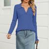 Women's Lapel Casual Soft Sweater Cable Knit Pullover