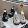 Children's leather boots Martin boots Baby boots Fleece 2025 autumn and winter soft-soled two-cotton cotton boots Boys and girls short boots
