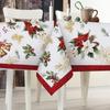 Christmas Poinsettia Holly Berry Rectangle Tablecloth for Table Decor Xmas Ball Pinecone Print Table Cloth Christmas Decorations