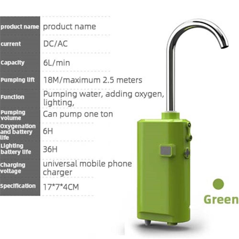 3 In 1 Smart Fishing Oxygen Water Pump Portable Rechargeable Outdoor Camping Indoor Induction LED Lighting Oxygenation Air Pump