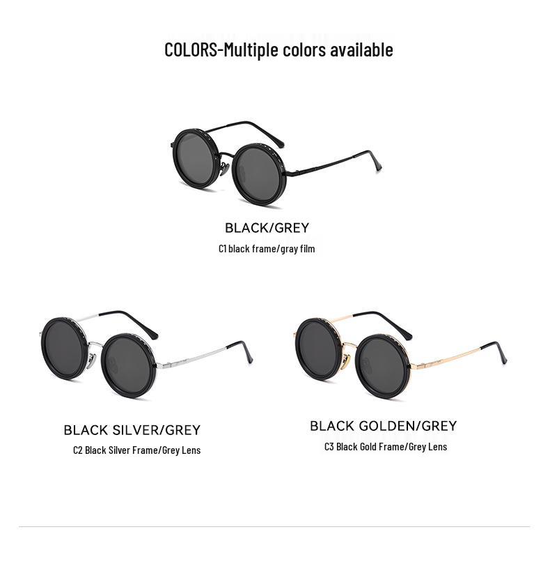 Nastavitelné polarizované sluneční brýle: Unisex Punkový Styl, Lehký Kulatý Rám, Redukce Světla s Otočným Filtrem Úrovně ND9