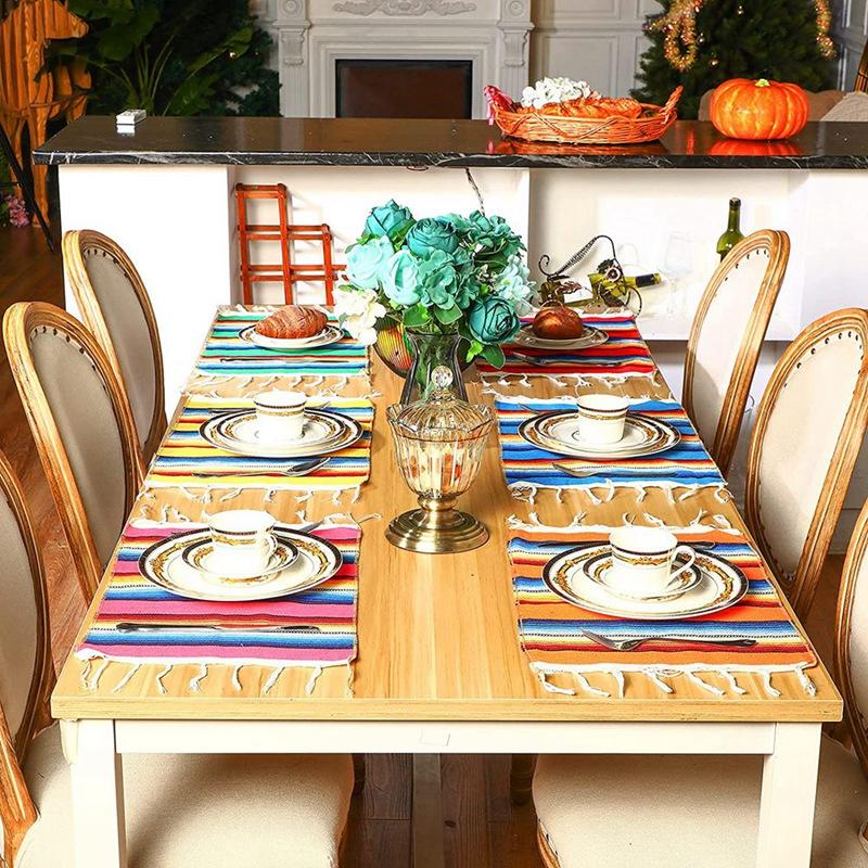 Washable Placemats Mexican Table Runner 33X48cm Mexican Blanket For Mexican Party Or Wedding Decoration