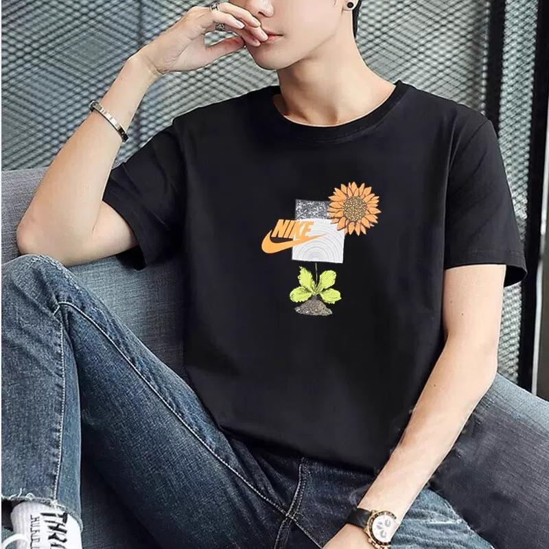 Nike Plant Pattern Print Round Neck Casual T-Shirt Men Tops Black DQ1034-010