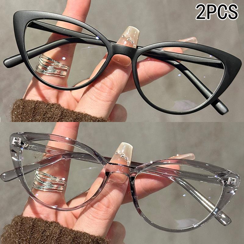 2PCS New Cat Eye Frame Anti-blue Light Flat Light Mirror Fashionable High-end Personalized Glasses Frame  Glasses Woman