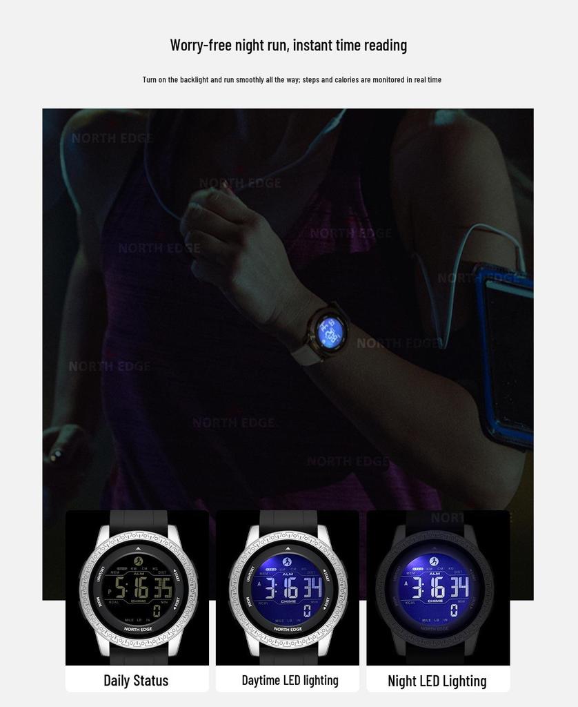 Lory Waterproof Shockproof Smart Pedometer Watch with Alarm and Straight Strap for Men and Women