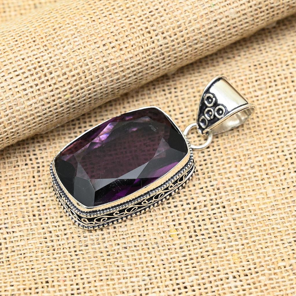 Amazing Amethyst Gemstone Handmade 925 Solid Sterling Silver Jewelry Pendant For Wedding Gift